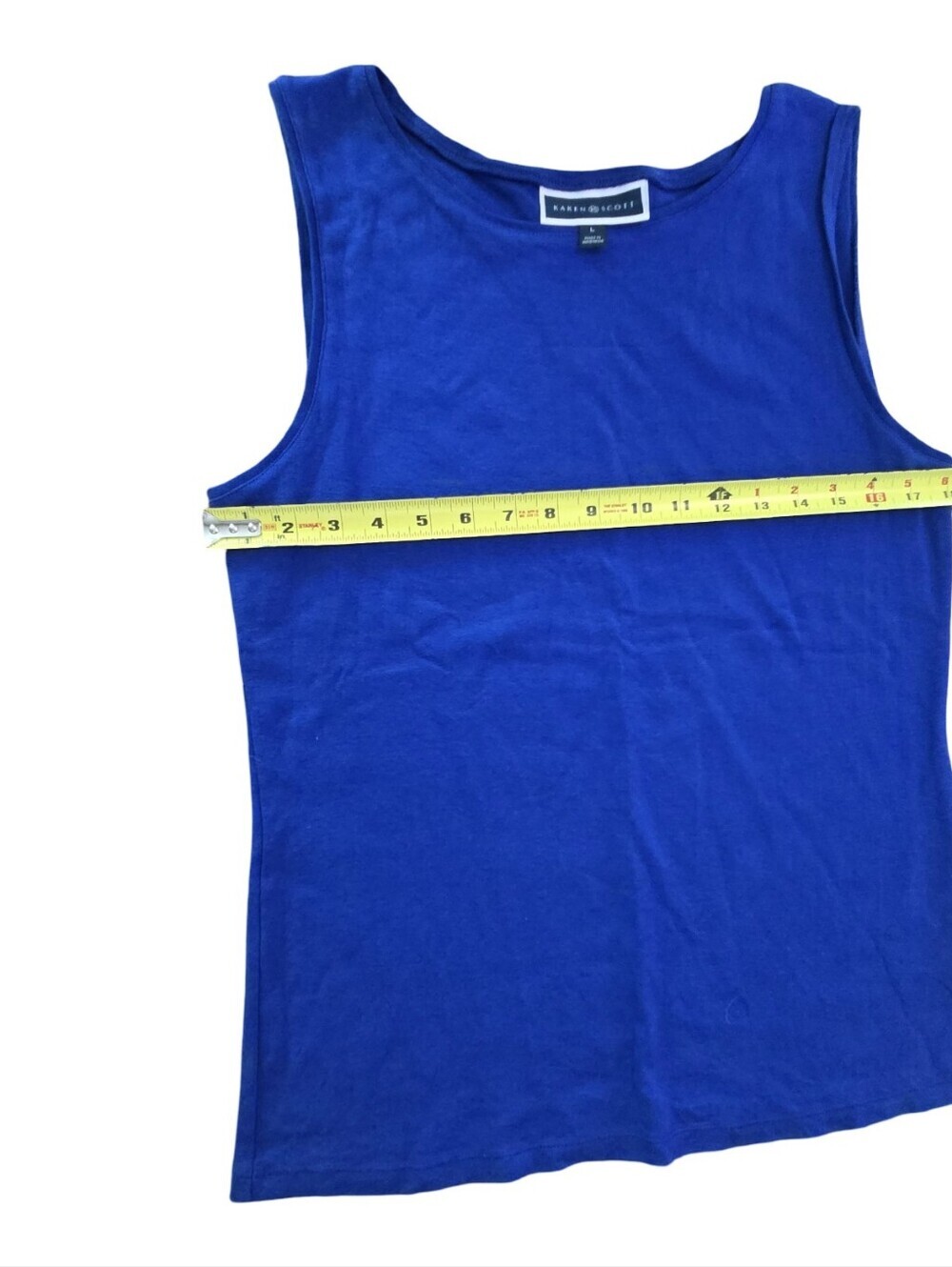 Karen Scott Royal Blue Scoop Neck Tank Layering Summer Lightweight Size L - Picture 4 of 7